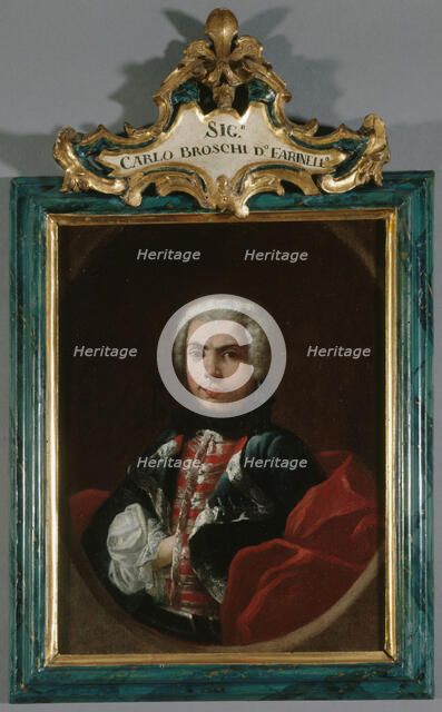 Portrait of Farinelli (Carlo Broschi, known as) 1705-1782, soprano, c1740. Creator: Jacopo Amigoni.