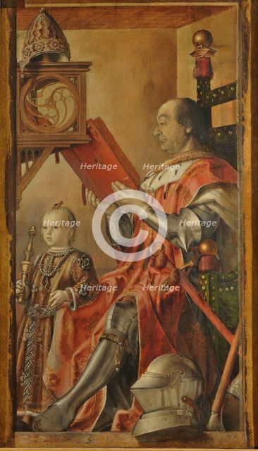 Portrait of Federico da Montefeltro with His Son Guidobaldo, 1476-1477. Creator: Berruguete, Pedro (1450-1503).