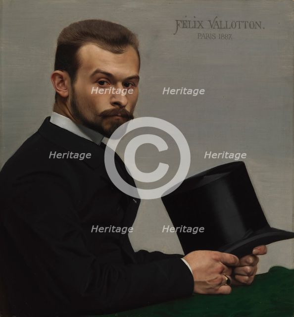 Portrait of Félix Jasinski Holding his Hat, 1887. Creator: Felix Vallotton.
