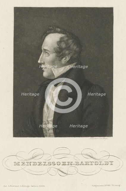 Portrait of Felix Mendelssohn Bartholdy, c. 1840. Creator: Mayer, Carl (1798-1868).