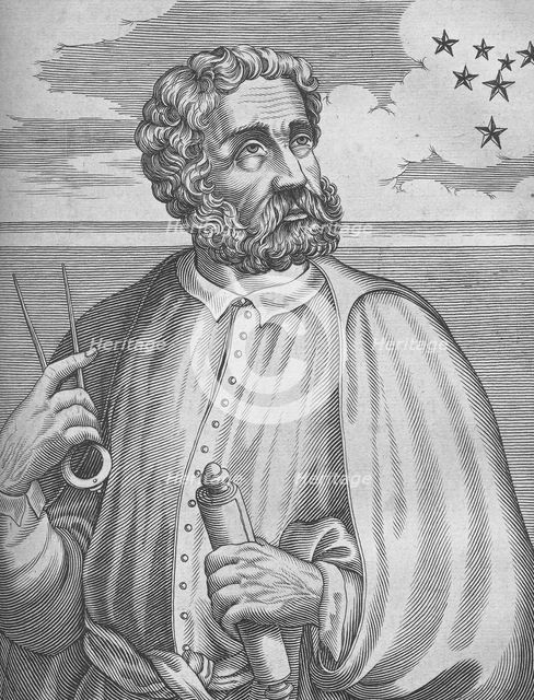 Portrait of Ferdinand Magellan. (From Isaac Bullart’s Academie des sciences et des arts), 1682. Artist: Larmessin, Nicolas de (1640-1725)