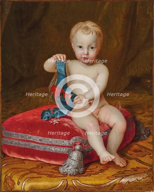 Portrait of Ferdinand VI of Spain (1713-1759) when Infante, with the Order of the Saint Esprit... Creator: Houasse, Michel-Ange (1680-1730).