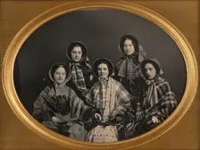 Portrait of Five Women in Bonnets, 1851. Creator: Unknown