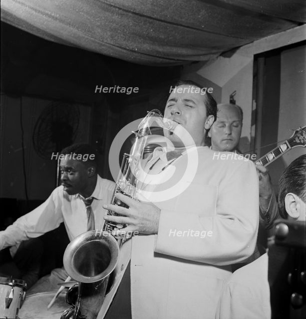 Portrait of Flip Phillips, Denzil Best, and Billy Bauer, Pied Piper, New York, N.Y., ca. Sept. 1947. Creator: William Paul Gottlieb.