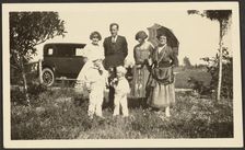 Portrait of Florence's Family Outside with Car, 1907-1943. Creator: Louis Fleckenstein