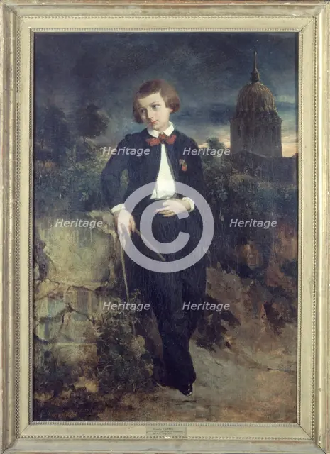 Portrait of François Coppée (1842-1908), poet, at the age of nine, c1851. Creator: Annette Coppee.