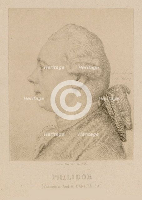 Portrait of François-André Danican Philidor (1726-1795). Creator: Porreau, Jules (active 1830-1855).