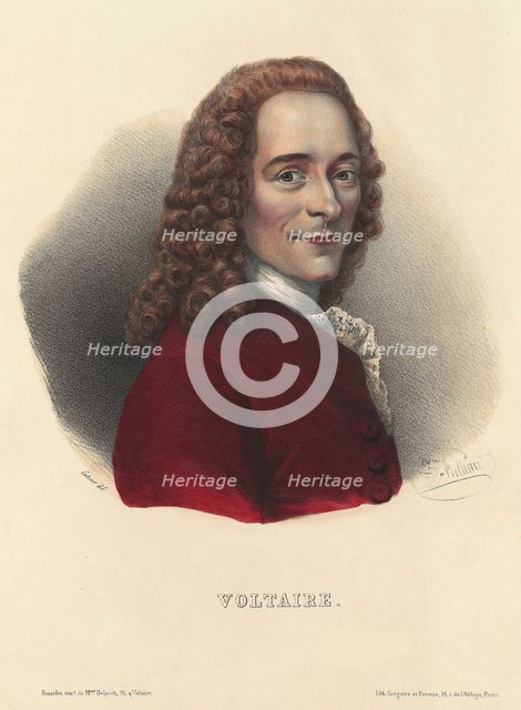 Portrait of Francois Marie Arouet de Voltaire (1694-1778), 1843. Creator: Zéphirin Félix Jean Marius Belliard.