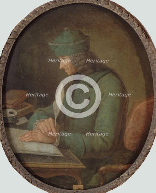 Portrait of Francois Marie Arouet de Voltaire (1694-1778), in his study, 2nd Half of the 18th cen. Creator: Anonymous.
