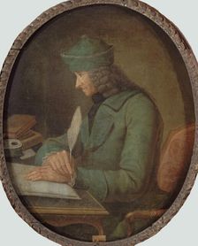 Portrait of Francois Marie Arouet de Voltaire (1694-1778), in his study, 2nd Half of the 18th cen. Creator: Anonymous