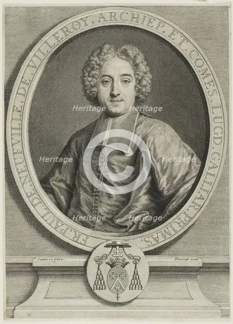 Portrait of François-Paul de Neufville de Villeroy, c. 1731. Creator: Pierre Imbert Drevet.