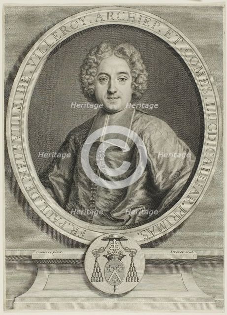 Portrait of François-Paul de Neufville de Villeroy, c. 1731. Creator: Pierre Imbert Drevet.