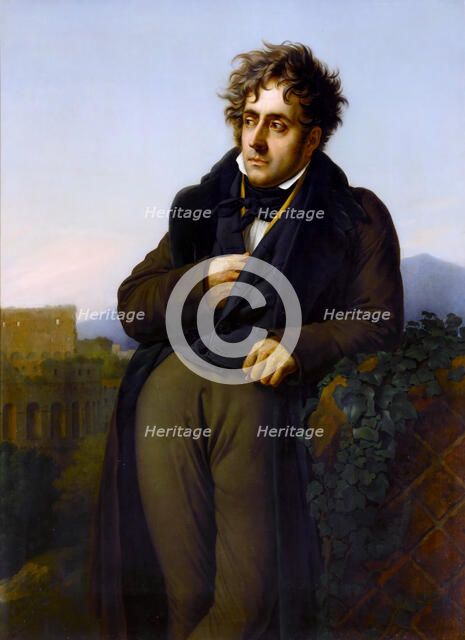 Portrait of François-René, vicomte de Chateaubriand (1768-1848). Artist: Girodet de Roucy Trioson, Anne Louis (1767-1824)