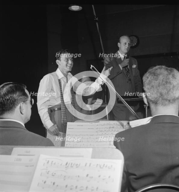 Portrait of Frank Sinatra and Axel Stordahl, Liederkrantz Hall, New York, N.Y., ca. 1947. Creator: William Paul Gottlieb.