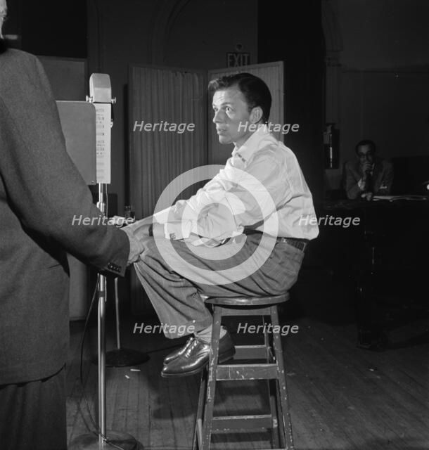 Portrait of Frank Sinatra, Liederkrantz Hall, New York, N.Y., ca. 1947. Creator: William Paul Gottlieb.