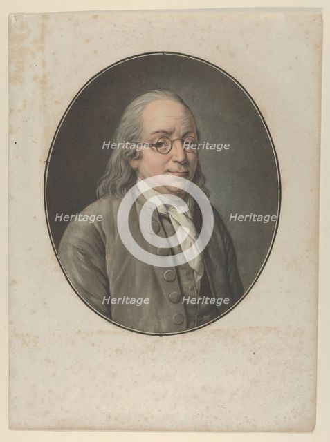 Portrait of Franklin, after Vanloo, ca. 1795. Creator: Pierre Michel Alix.