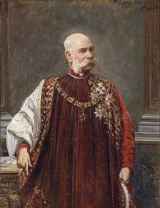 Portrait of Franz Joseph I of Austria as Grand Master of the Golden Fleece, 1903. Artist: Liebscher, Adolf (1857-1919)