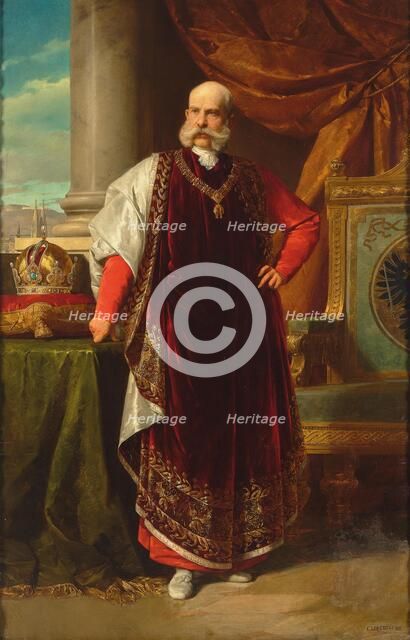 Portrait of Franz Joseph I of Austria as Grand Master of the Golden Fleece, 1891. Creator: Lebiedzki, Eduard (1862-1915).