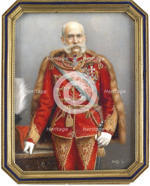 Portrait of Franz Joseph I of Austria in Hungarian Uniform. Artist: Osko, Lajos (1865-1922)