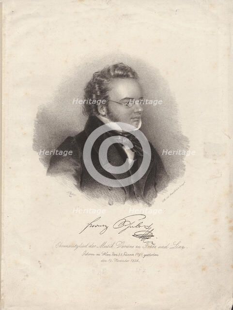 Portrait of Franz Schubert (1797-1828), 1829. Creator: Teltscher, Josef Eduard (1801-1837).