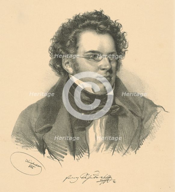 Portrait of Franz Schubert (1797-1828), 1846. Creator: Kriehuber, Josef (1800-1876).
