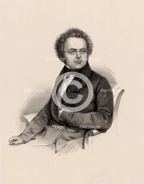 Portrait of Franz Schubert (1797-1828), c 1840. Creator: Hoffmann, Rudolf (1820-1882).