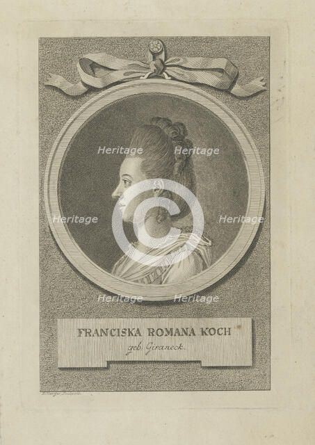Portrait of Franziska Romana Koch, née Giraneck (1748-1796), ca 1775. Creator: Berger, Gottfried Daniel (1744-1824).