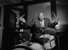 Portrait of Freddie Moore, William P. Gottlieb's office party, Jamaica, Queens, N.Y., ca. 1948. Creator: William Paul Gottlieb