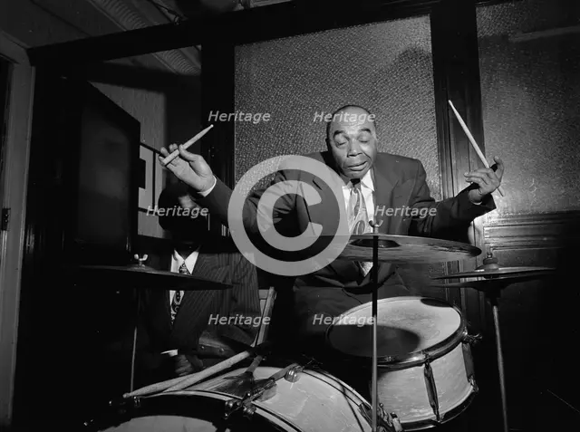 Portrait of Freddie Moore, William P. Gottlieb's office party, Jamaica, Queens, N.Y., ca.  1948. Creator: William Paul Gottlieb.