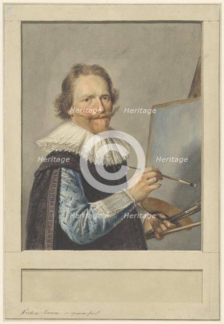 Portrait of Frederik Hendricksz. Vroom in front of his easel, 1610-1717.  Creator: Anon.
