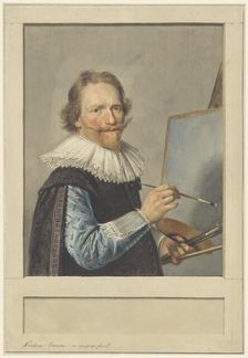 Portrait of Frederik Hendricksz. Vroom in front of his easel, 1610-1717. Creator: Anon