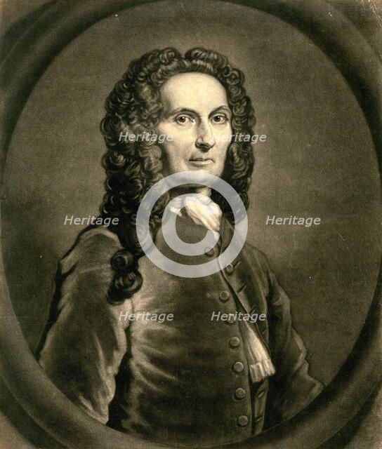 Portrait of French mathematician Abraham de Moivre (1667-1754), 1736. Artist: Faber, John (c. 1695-1756)