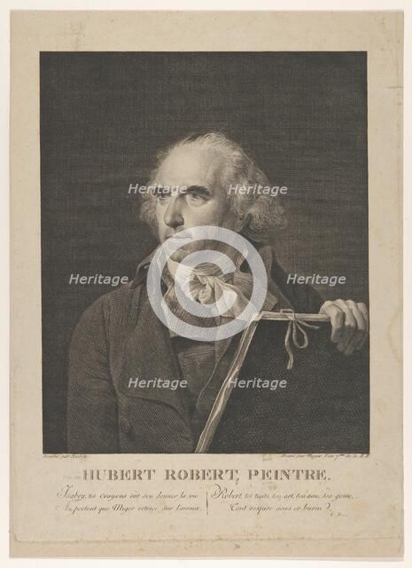Portrait of French Painter Hubert Robert, 1798-99. Creator: Jean-Baptiste Isabey.