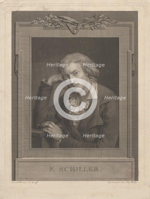 Portrait of Friedrich von Schiller (1759-1805), 1793. Creator: Müller, Johann Gotthard (1747-1830).