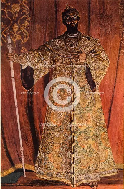 'Portrait of Fyodor Ivanov Shaliapin (1873-1939) in the Role of Boris Godunov', 1912, (1965). Creator: Aleksandr Golovin.