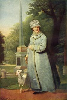 Portrait of Katherine II in the Tsarskoye Selo Park c1810, (1965). Creator: Vladimir Borovikovsky