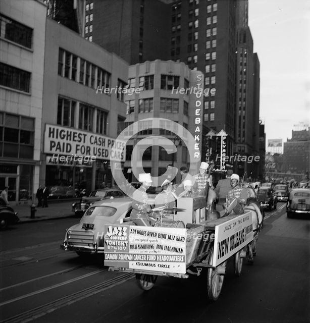 Portrait of Kaiser Marshall, Art Hodes, Sandy Williams, Cecil (Xavier)...Times Square, N.Y., 1947. Creator: William Paul Gottlieb.