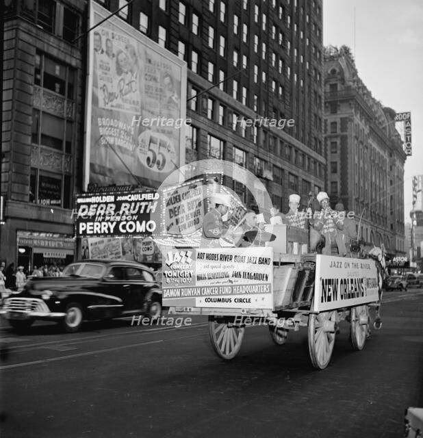 Portrait of Kaiser Marshall, Art Hodes, Sandy Williams, Cecil (Xavier)...Times Square, N.Y., 1947. Creator: William Paul Gottlieb.