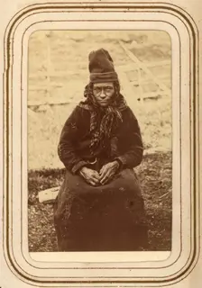 Portrait of Karin Nilsdotter Finnberg, born Länta, age 50, Sirka's Sami village, 1868. Creator: Lotten von Duben