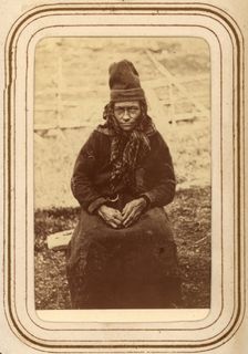 Portrait of Karin Nilsdotter Finnberg, born Länta, age 50, Sirka's Sami village, 1868. Creator: Lotten von Duben