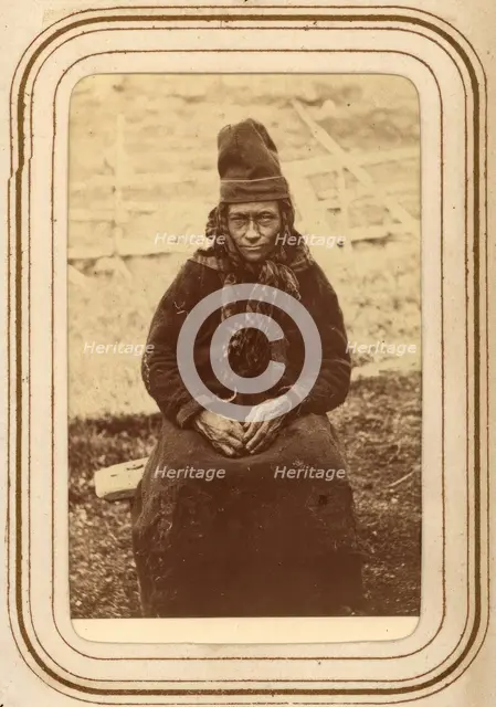 Portrait of Karin Nilsdotter Finnberg, born Länta, age 50, Sirka's Sami village, 1868.  Creator: Lotten von Duben.