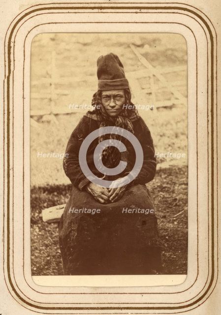Portrait of Karin Nilsdotter Finnberg, born Länta, age 50, Sirka's Sami village, 1868.  Creator: Lotten von Duben.