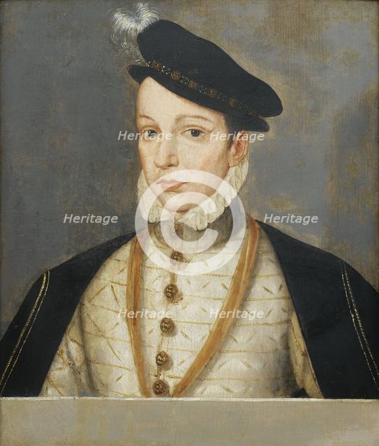 Portrait of King Charles IX of France (1550-1574), End of 16th century. Artist: Clouet, François, (School)  