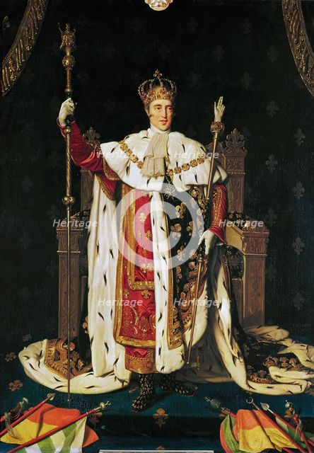 Portrait of King Charles X of France (1757-1836) in Anointment Robe, 1829. Creator: Ingres, Jean Auguste Dominique (1780-1867).