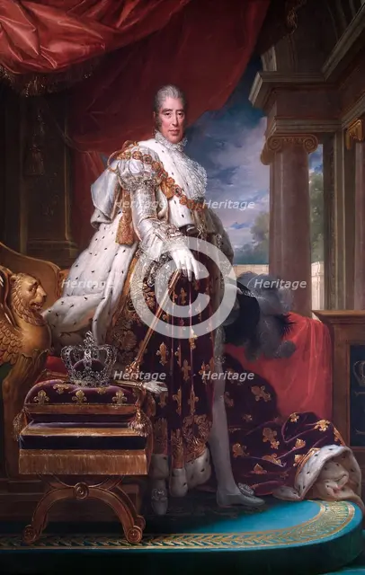 Portrait of King Charles X of France in his coronation robes, c1824.  Artist: Francois Pascal Simon Gerard.