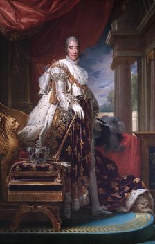 Portrait of King Charles X of France in his coronation robes, c1824. Artist: Francois Pascal Simon Gerard