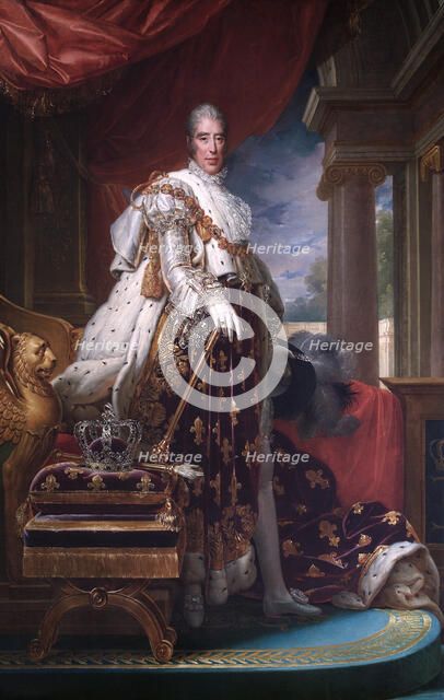 Portrait of King Charles X of France in his coronation robes, c1824.  Artist: Francois Pascal Simon Gerard.