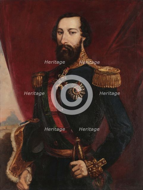 Portrait of King Ferdinand II of Portugal (1816-1885), c1856. Creator: Bordalo Pinheiro, Manuel Maria (1815-1880).
