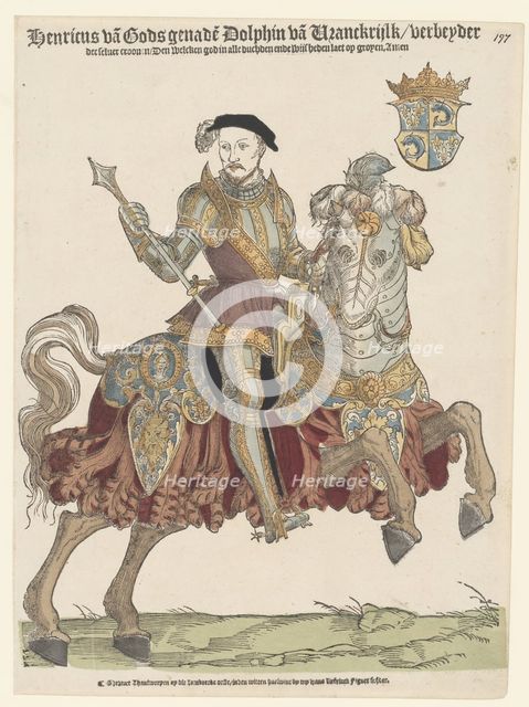 Portrait of King Henry II of France on horseback, 1542-1543. Artist: Anthonisz., Cornelis (1499-1553)