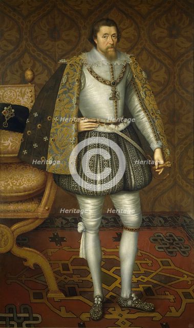 Portrait of King James I of England (1566-1625), c. 1605. Artist: De Critz (Decritz), John, the Elder (1551/2-1642)